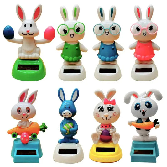 Solar Dancing toy Car Decoration Solar Energy Decoration Shaking Head Doll Cartoon rabbit Shape Decoration  Home Ornaments