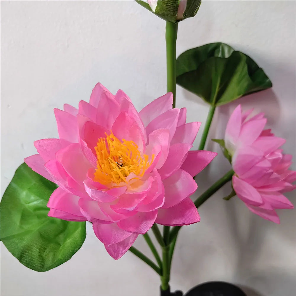 Solar Lotus Floral Garden Lights Flowers Lights Solar Powered LED Lawn Light Outdoor Garden Decor Yard Landscape Decoration