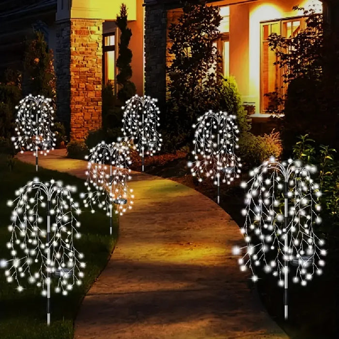 Solar-Powered Garden Lights Outdoor Waterproof Firecracker Fireworks Lights for Patio Pathway Lawn Party Camping Decoration