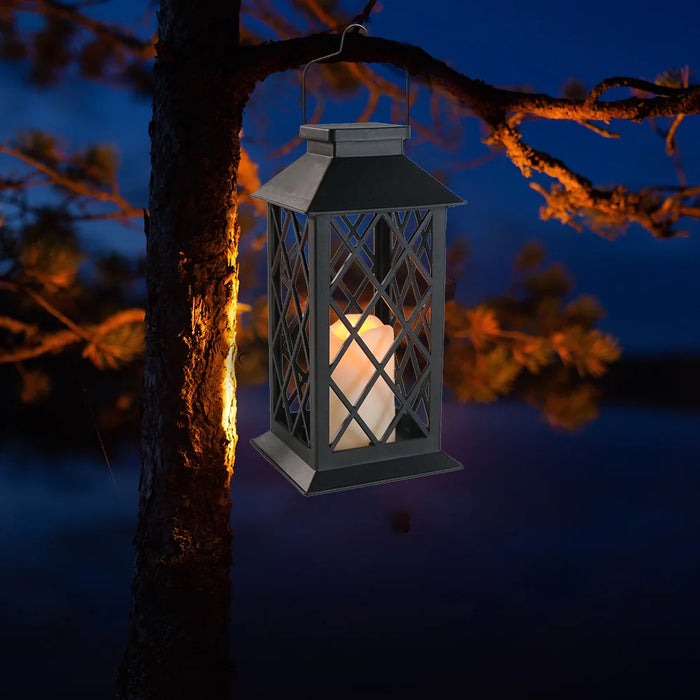 Solar LED Hanging Light Outdoor Garden Lantern Shape Ornament Backyard Porch Terrace Lawn Decoration Art Sculpture