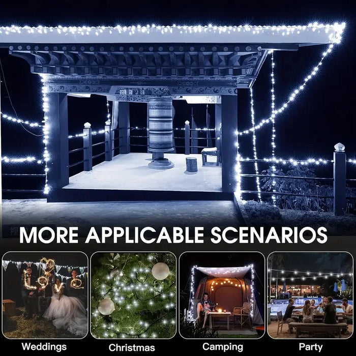 LED Solar String Lights 7/12/22M 8 Lighting Modes Waterproof Fairy Lights for Outdoor Garden Christmas Party Decorations