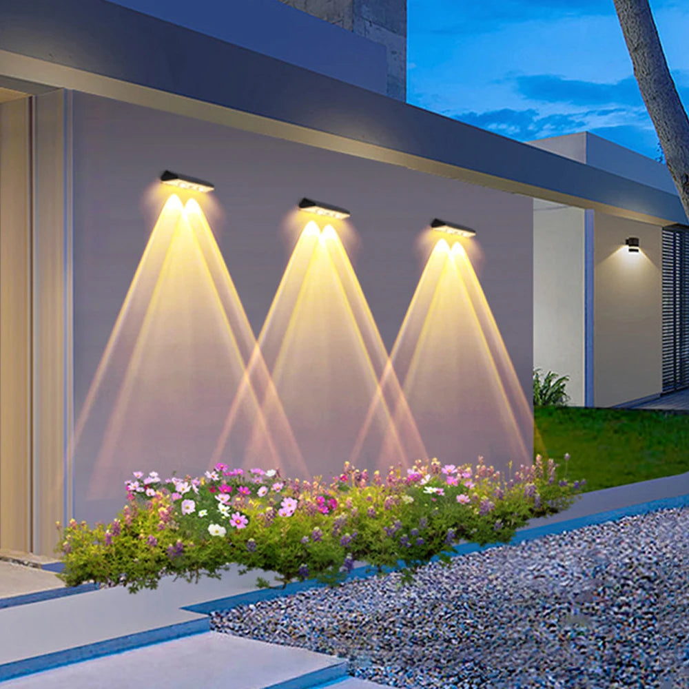 Super Bright 2PCS Solar Fence Lights RGB and Warm White LED Solar Step Lights Outdoor Wall Lights IP65 Waterproof Decor Lamp