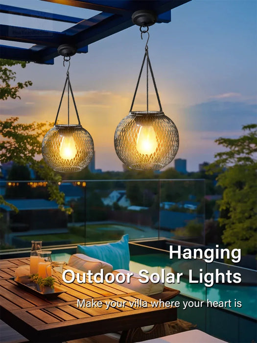 Solar Lantern Outdoor Solar Lights For Outside Decorative Hanging Lights Waterproof Solar Lanterns Hollowed-out Yard Garden Lamp