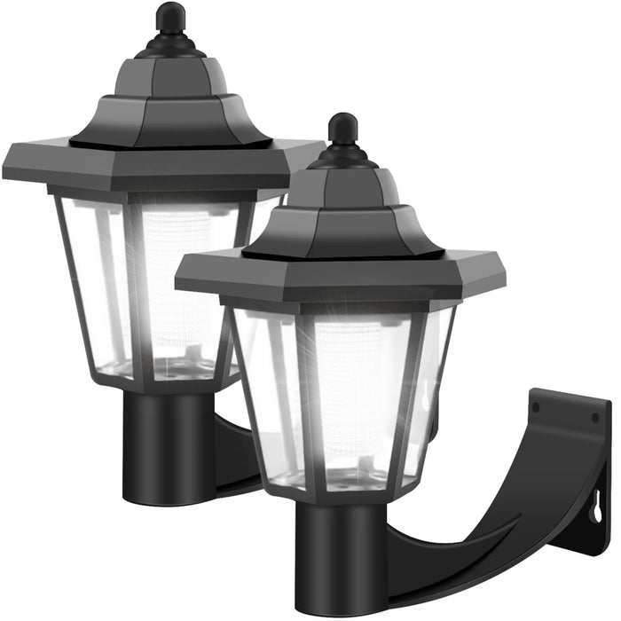 2Pcs Solar Wall Light Outdoor Solar Hexagonal Light IP44 Waterproof Solar Fence Light Auto On/Off Retro LED Wall Lamp for Garden