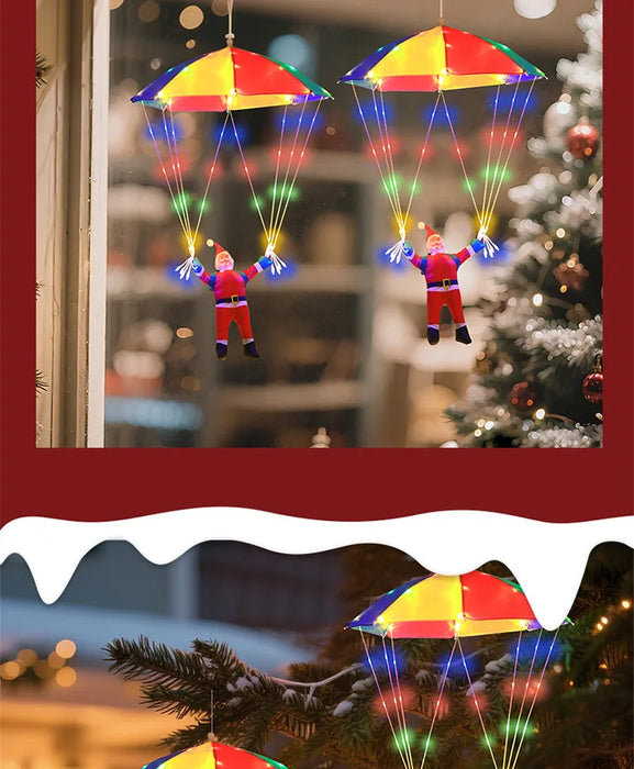 Parachute Santa Claus Christmas Yard Eaves Hanging Decorative Lights Leather String Lights Christmas Skydiving Light String