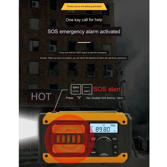 2000mAh Solar Emergency Radio Hand Crank Power Bank Portable Weather Radio AM FM NOAA LED Flashlight SOS Outside Radio Outdoor