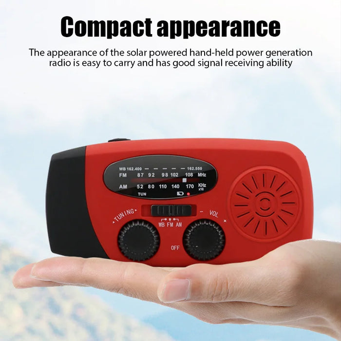 Solar Hand Crank RADIO Receiver US Mini Portable AM/FM Weather Radio With Multifunctional Flashlight Emergency Power supply/Bank