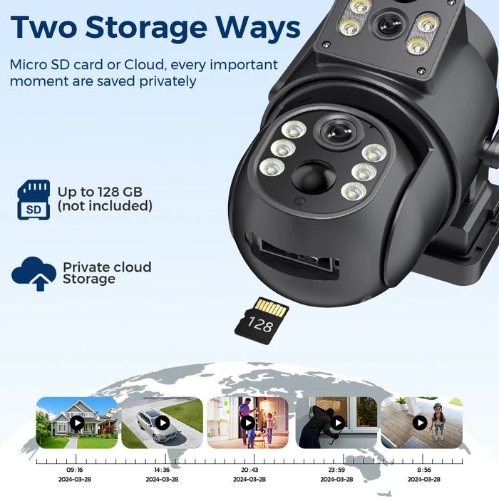 4K 8MP IP Solar Power WiFi Camera PTZ Outdoor IP66 Waterproof 7800mAh Built-in Battery Surveillance Camera PIR Human Detection