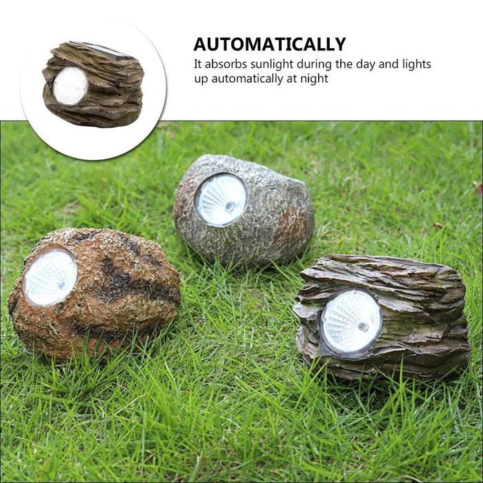 Solar Lights Stone Lamp Landscaping Outdoor Garden Waterproof Decorative Lighting Brown Patio