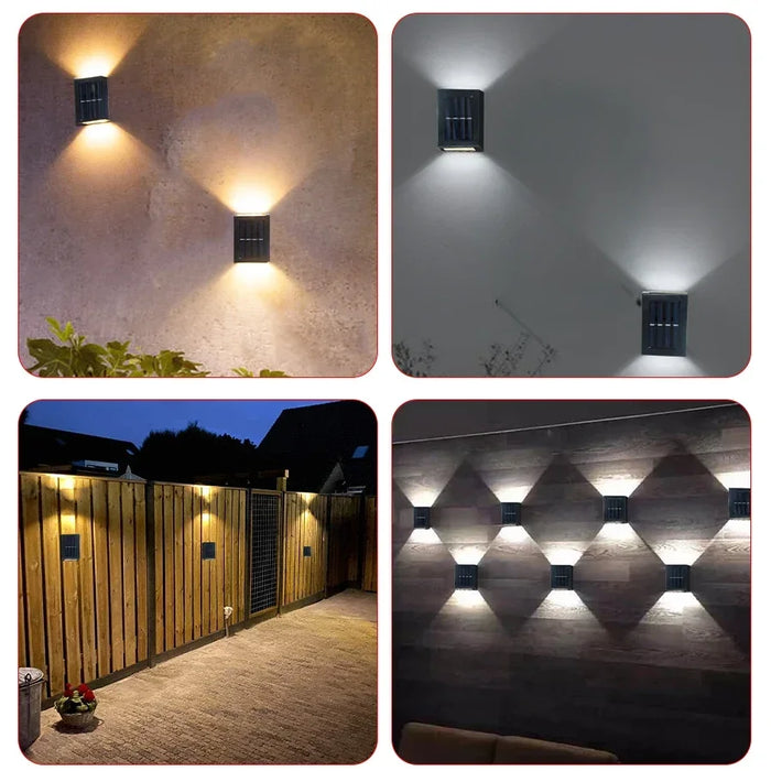 Solar Light Outdoor Up and Down Luminous Wall Washer Light Waterproof Sunlights for Garden Yard Stairs Street Decoration Lamp