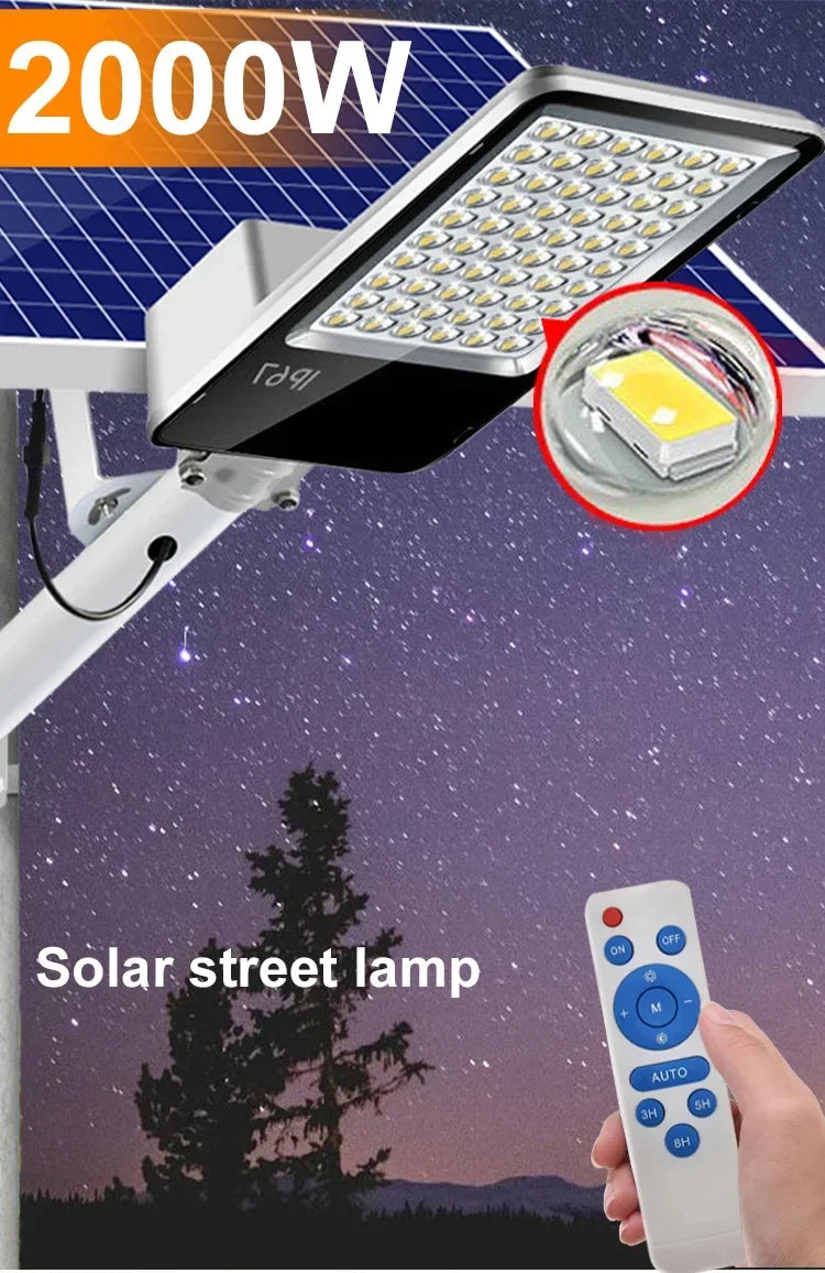 2000w Split Solar street Light Outdoor Aluminum Solar Street light Garden sunlight House Remote Control Waterproof Wall Lamp