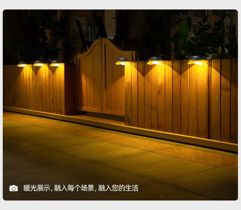 Fence solar lights for home gardens, outdoor courtyards, fence walls, decorative LED outdoor wall lights