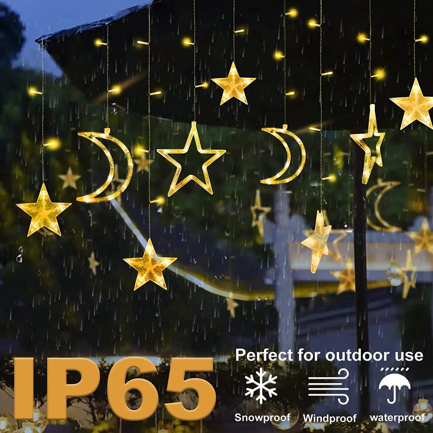 Star Moon Solar Battery String Lights 8Mode Outdoor Christmas Garland LED Fairy Light for Ramadan Festoon Wedding New Year Decor