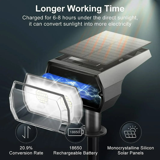 48 LEDs Solar Light Outdoors Landscape Spotlights,  2 in 1 Wireless Waterproof Outdoor Solar Spotlights for Yard Garden Patio