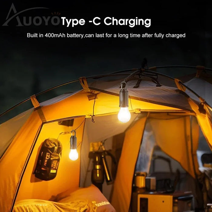 Outdoor solar camping lights, decorative light bulbs, charging hooks, retro tent lights, atmosphere lights for campsites tungste