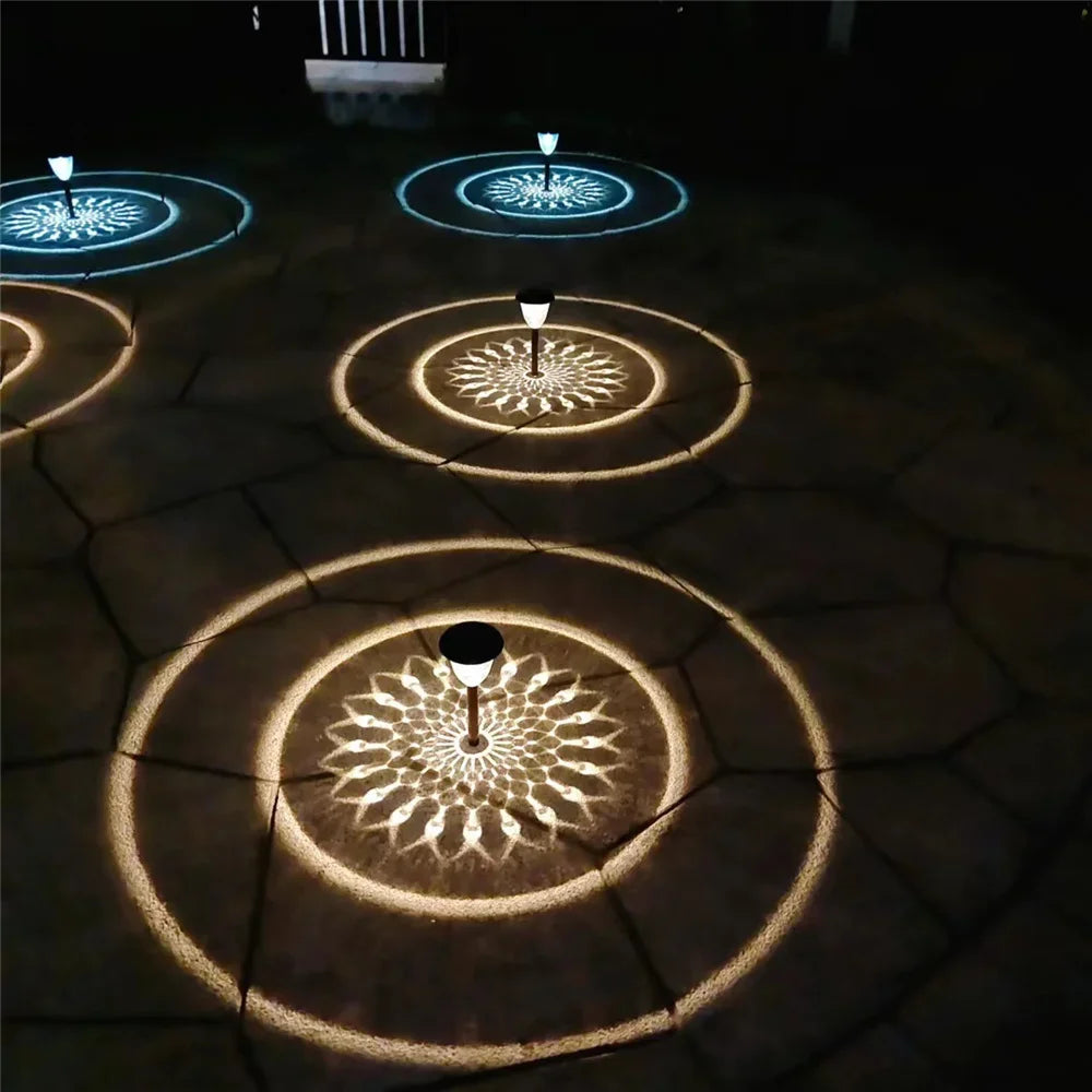 1-4Pack Solar Pathway Lights Outdoor Waterproof Round Circel Pattern On The Ground Light The Way for Yard Garden Path Walkway