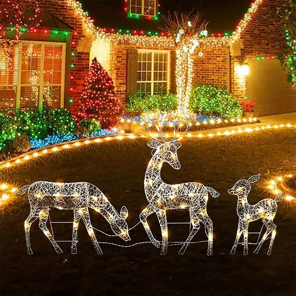 Lighted Christmas Reindeer Water Resistant Solar Light Up Decoration For Garden Outdoor Standing Elk Ornament For Yard Lawn