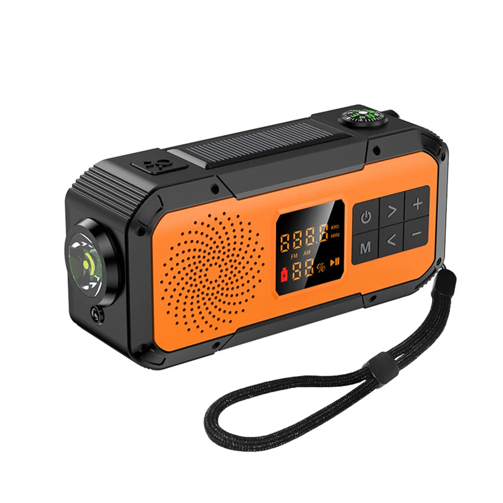 AM/FM/WB/NOAA Emergency Radio Hand Crank Solar Powered Radio Multifunction Weather Radio with BT Flashlight SOS for Outdoor