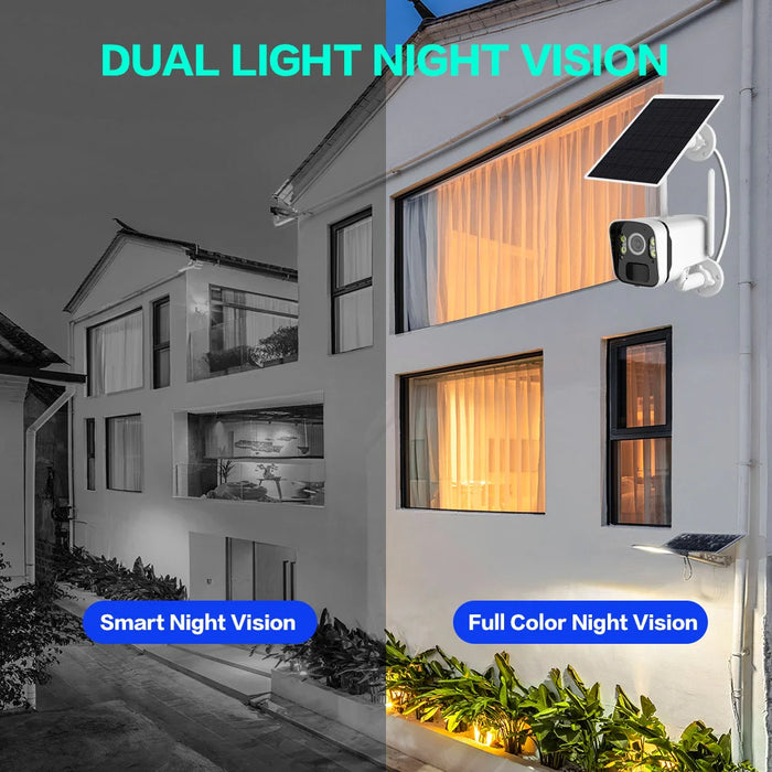 Solar Panel Camera Wifi outdoor HD 5MP 2K 9600mAh Rechargeable Battery PIR Human Detection Audio 100% wire-free Security Camera