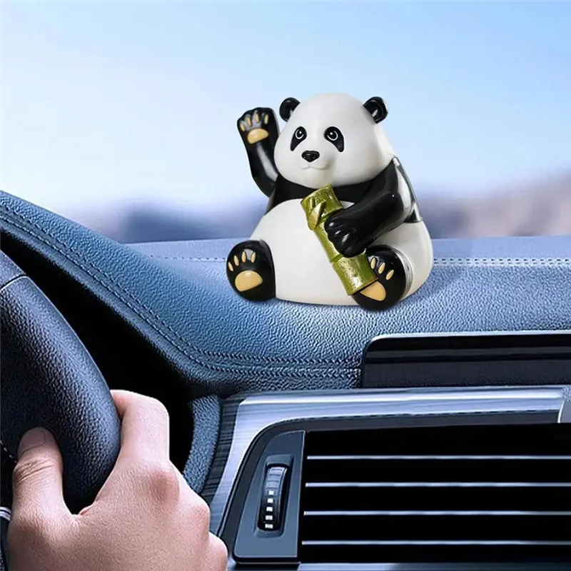 ABUN-Solar Dancing Toys Solar Panda Bear Bobblehead Collectible Figurines Car Dashboard Decor Panda Desk Accessories Office