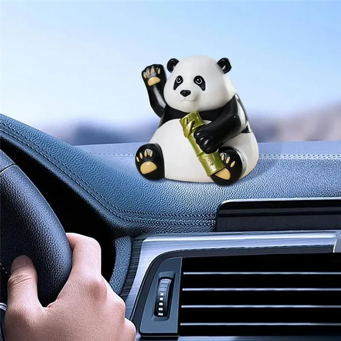 ABUN-Solar Dancing Toys Solar Panda Bear Bobblehead Collectible Figurines Car Dashboard Decor Panda Desk Accessories Office