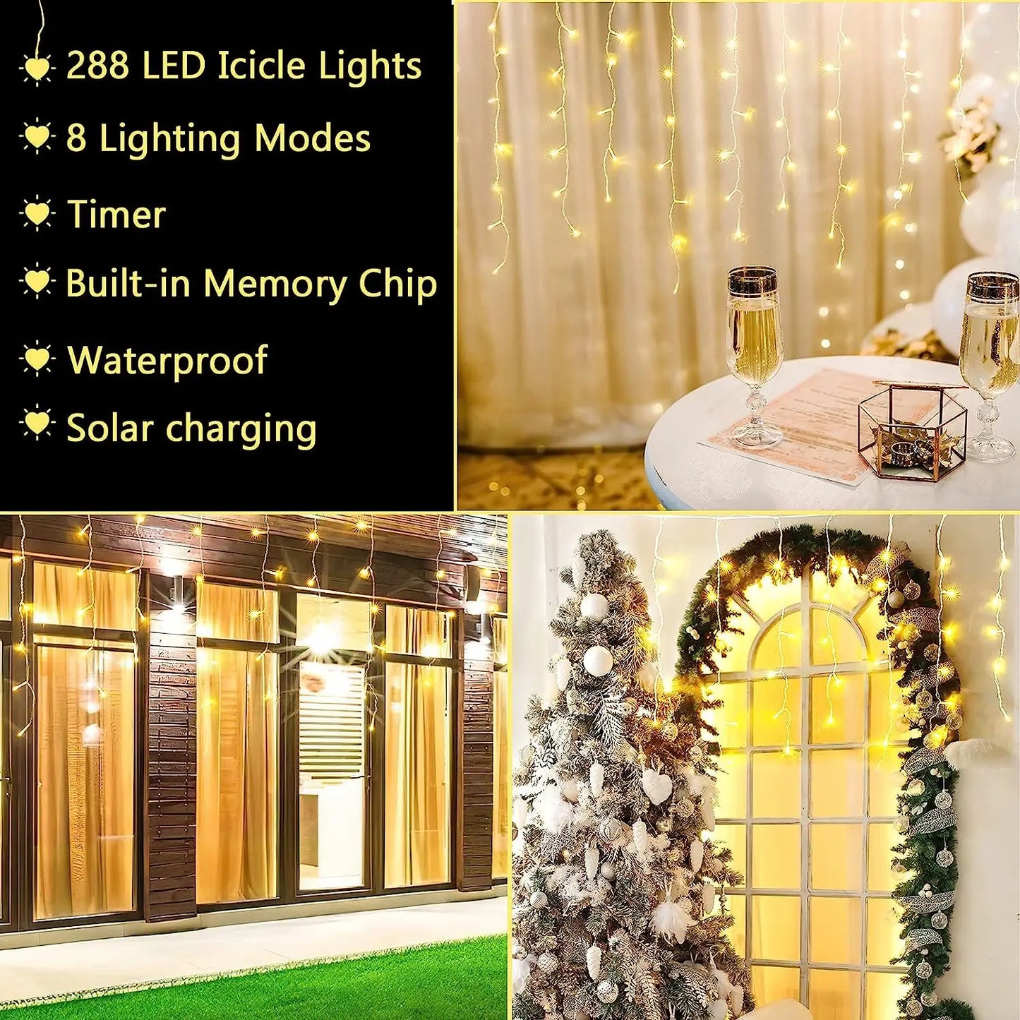 Solar Outdoor Light Garland Christmas Decorations 2023 Street Garland 8 Modes Festoon Led Light String with Remote Control