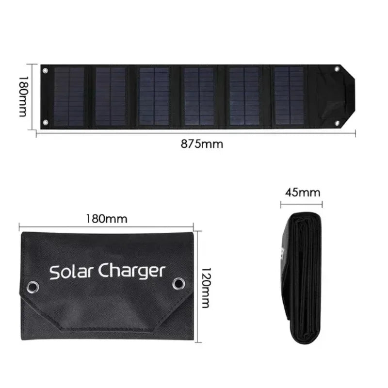 100W 80W 60W Foldable Solar Panel 5V USB Portable Folding Bag Battery Charger for Phone Outdoor Camping Waterproof Power Bank