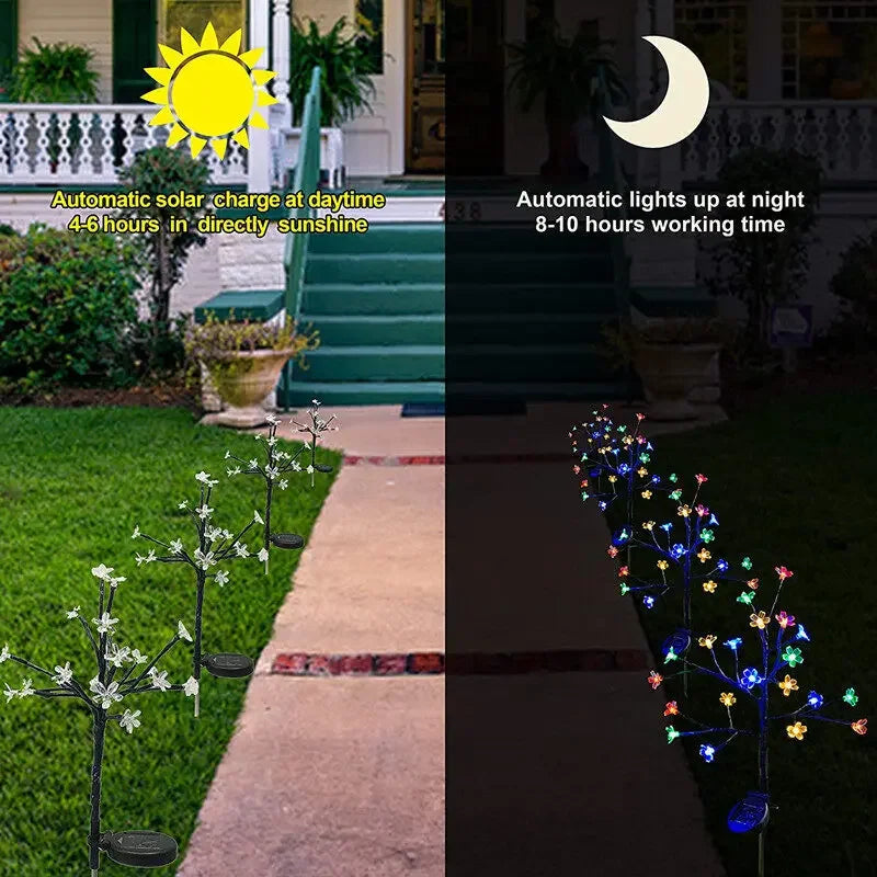 1~4 pcs LEDs Solar Flower Light Outdoor for Garden Decoration RGB Fairy Light Solar Powered Decor Lights for Landscape Backyard