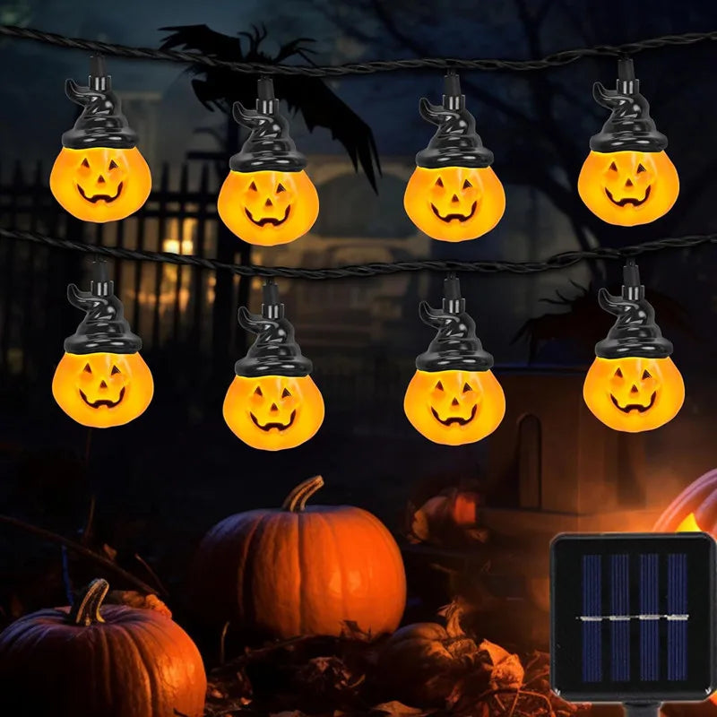Solar Lights for Halloween Decorations Pumpkin Outdoor Spooky String Lights for Easter Garden Yard  Decor