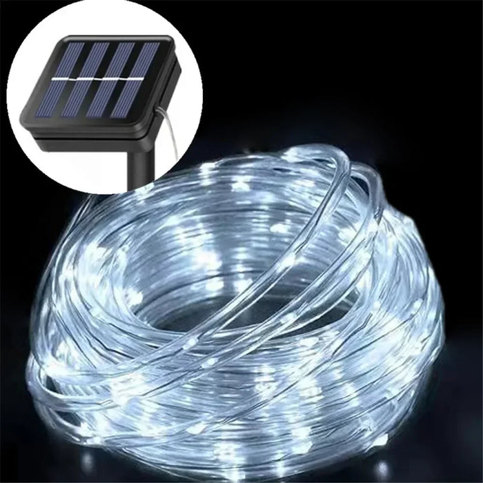 LED Solar String Lights Garden Waterproof Tube Rope Lamp Christmas Garland Fairy Lights For Outdoor Holiday Decoration Lighting