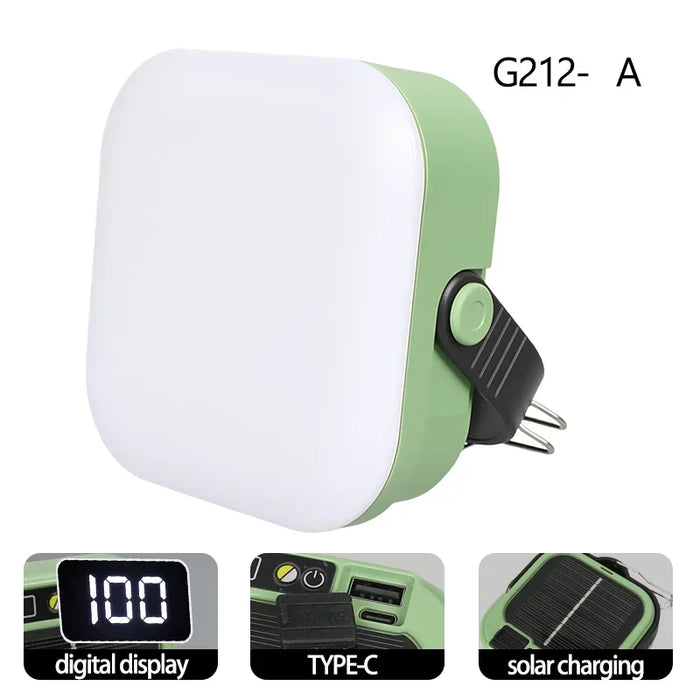 Solar LED Camping Lamp Warm Atmosphere Light 2400MAh USB Rechargeable Portable Hook Tent Lantern Waterproof Emergency Floodlight