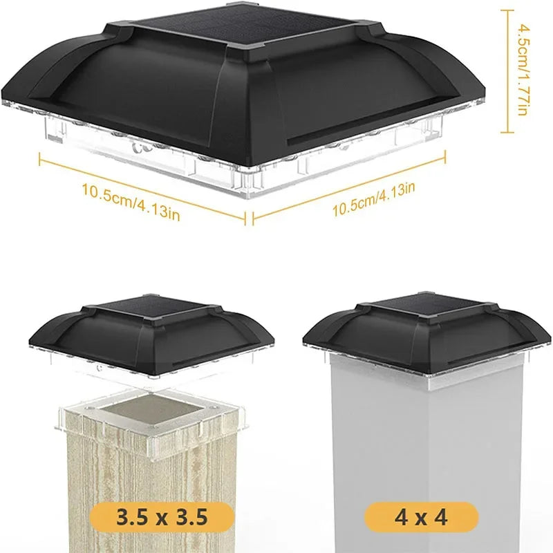 1/4 PCS LED Solar Fence Light Outdoor Waterproof Solar Light Garden Yard Fence Column Decorative Lighting for 4 Inch Wood Posts