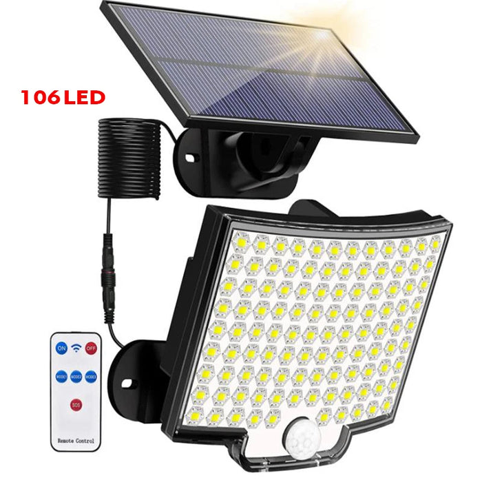 Solar Flood Lights Outdoor 106/280 LED Solar Motion Lights Remote Solar Security Lights Wall Light Waterproof 3 Modes Garden