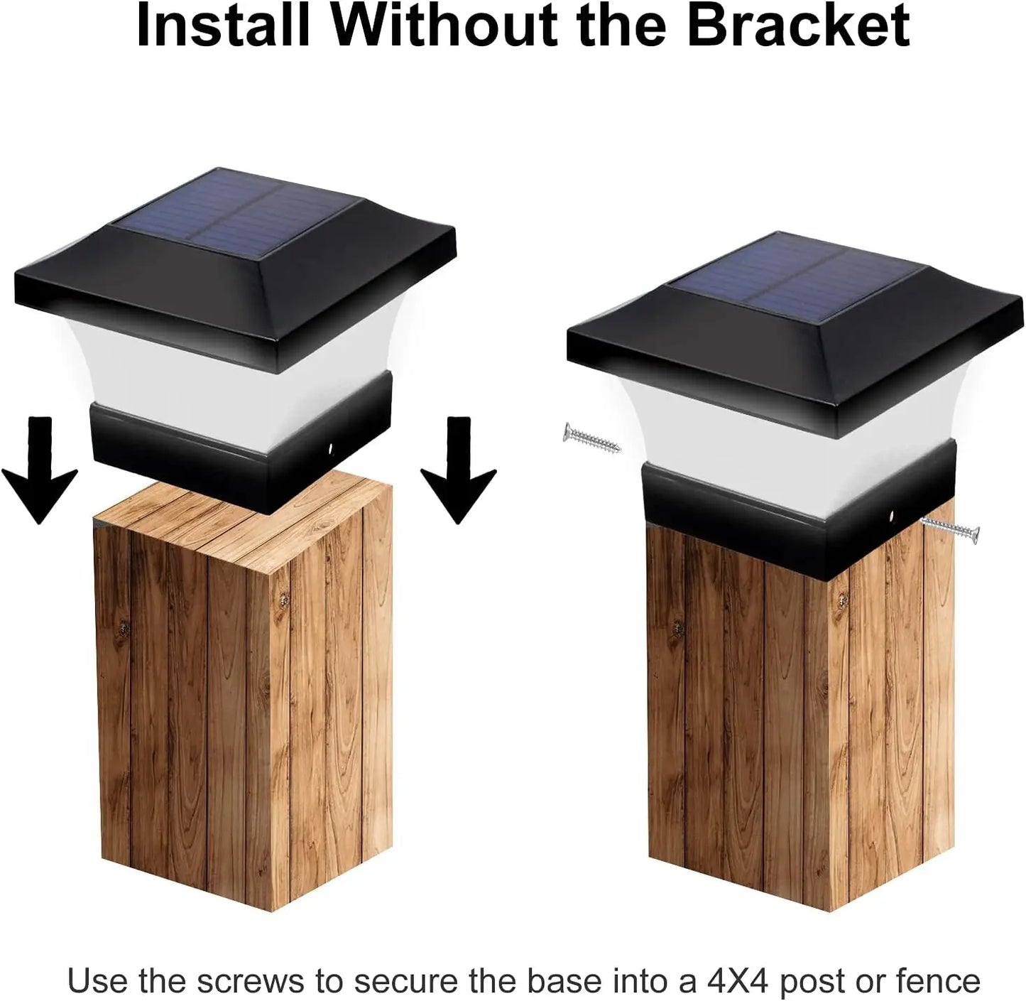 Solar Post Light Outdoor 3000K 6000K LED Fence Deck Cap Lamp for Landscape Garden IP65 Waterproof Gate Cottage Solar Column Lamp