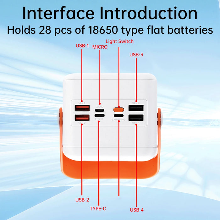 22.5W Fast Charging Mobile Power Supply Kit Solar 28-Cell 18650 Flat-Head Battery Power Bank No Welding, No Battery Included