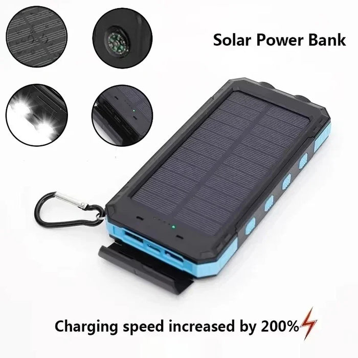 Hot Solar Power Bank 200000mAh Large Capacity Portable Charger External Battery for Samsun Xiaomi Huawei Powerbank W/ Compass