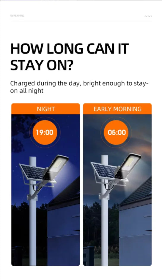 High quality outdoor solar street light with long-term operation, automatic sensing, waterproof, high-power solar street light