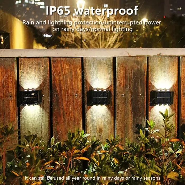 Solar Outdoor Wall Light 4/6/8/10LED Waterproof Garden Light Courtyard Railing Decoration Atmosphere Light Downlight Luminous So