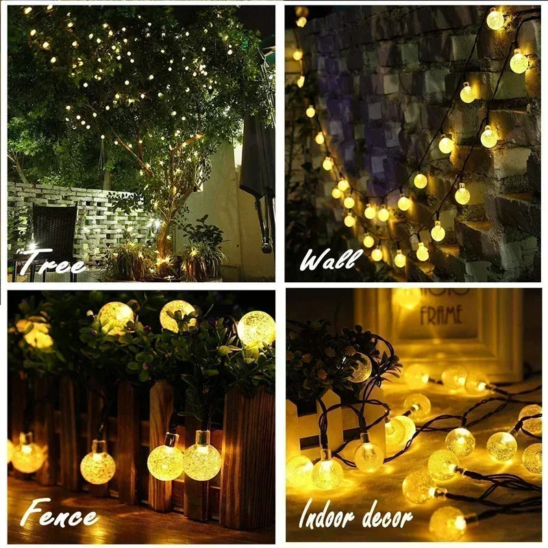 Solar Light String Festoon LED Bubble Ball Outdoor Fairy Solar Garland Lamp Wedding Party Holiday Balcony Christmas Decoration