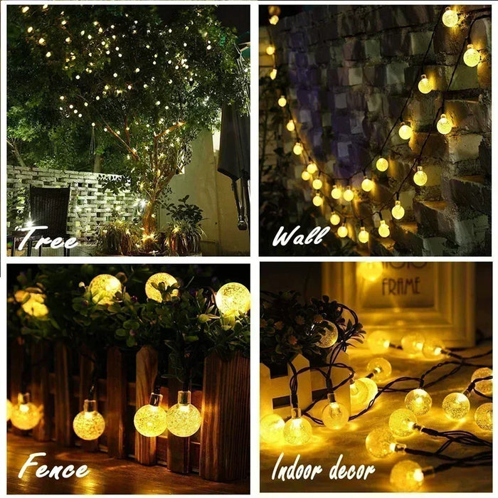 Solar Light String Festoon LED Bubble Ball Outdoor Fairy Solar Garland Lamp Wedding Party Holiday Balcony Christmas Decoration