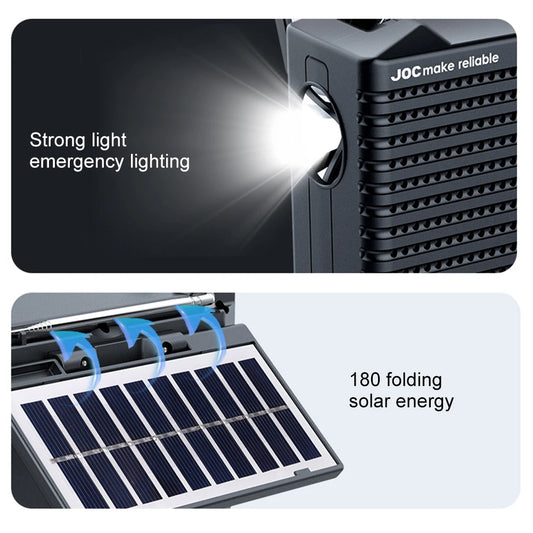 Portable AM FM SW Radio Solar Charging Full Band Radio Receiver with Flashlight & BT Speaker Emergency Radio for Outdoor Camping