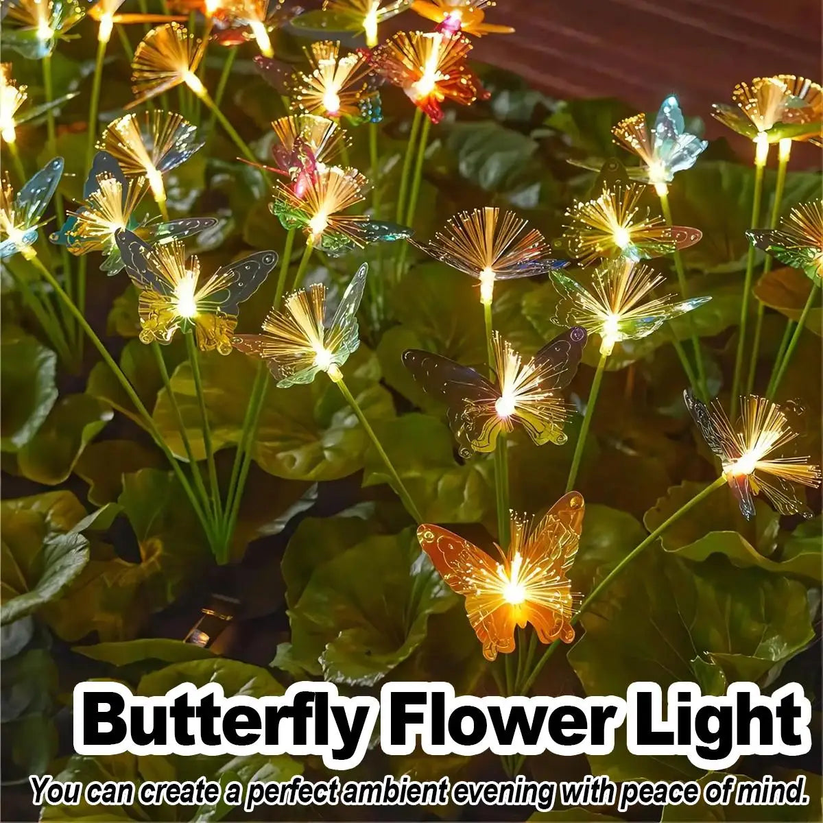 Solar Led Butterfly Flower Light Landscape Lights Garden Outdoor Waterproof Patio With Panel Yard Ip65 Driveway Round Fence Lawn
