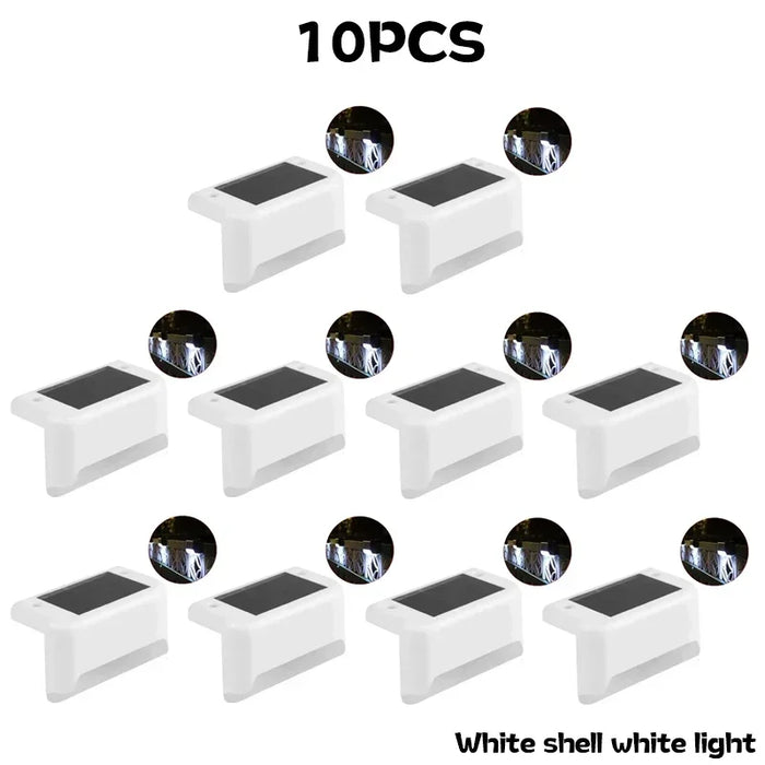 Solar Powered Step Lights Outdoor Courtyard Lights Fence Pole Lights Step Lights Decorative Landscape Lights Wall Fence Lights