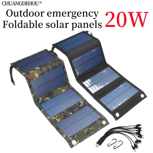 Outdoor Emergency Solar Foldableing Battery Pack 20W 5V USB Output Solar Charger Portable Foldableable Solar Charging Equipment Portable External Power Supply Home Emergency