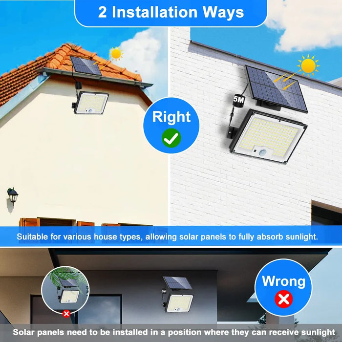 Solar Outdoor Lights 172LED 3Modes Split Motion Sensor Outdoor Lights Waterproof 318 LED Solar Flood Lights Yard Patio Garden