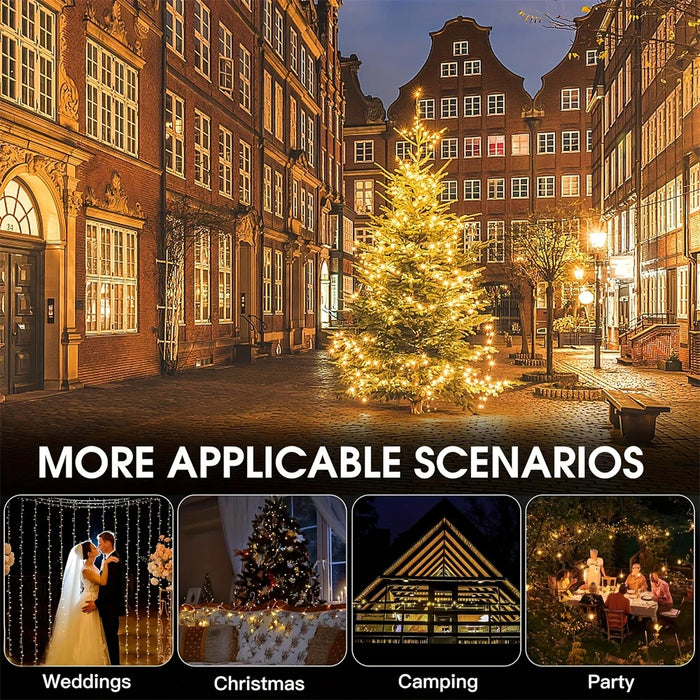 Solar LED String Lights for Outdoor Christmas Decoration with 8 Lighting Modes Twinkling Solar Powered Fairy Lights