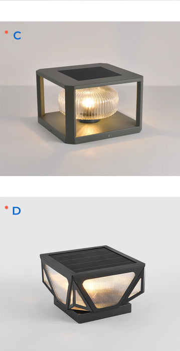 Outdoor Pillar Light Solar Powered Energy Saving IP65 Post Cap Lamp Auto Dusk-to-Dawn Sensor for Garden Villa Gate Pathway Fence