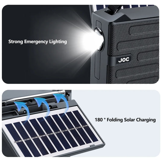 Portable FM AM SW Radio Rechargeable Outdoor Solar Full Band High Sensitivity Radio with LED Illumination and Wireless Speakers