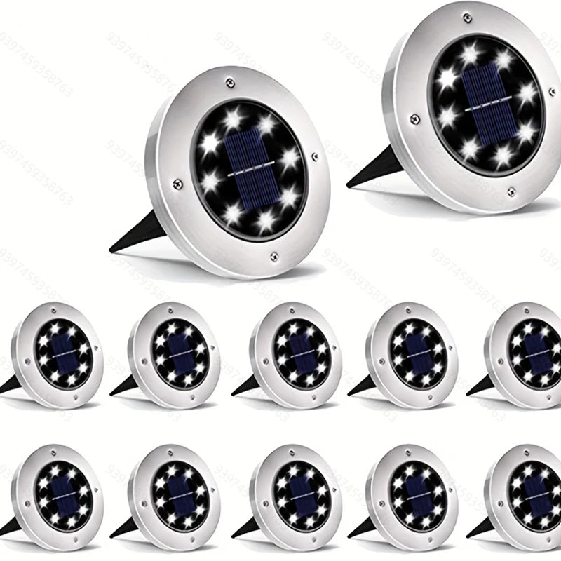 Solar LED Floor Lamp 8LED Outdoor Lawn Light Waterproof Underground Lamps for Lawn Decoration Garden Terrace Courtyard