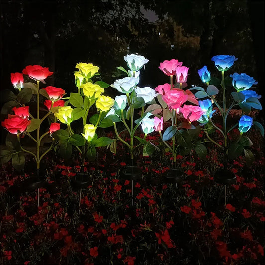 Solar Lights Outdoor Decorative Solar Garden Lights Rose Flower Lawn Lamp for Yard Patio Garden Decor Flowers